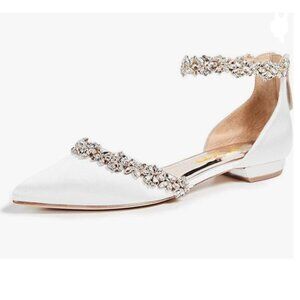 XYD White Pointed Toe D'Orsay Wedding Sparkly Rhinestones Ankle Strap Sandals